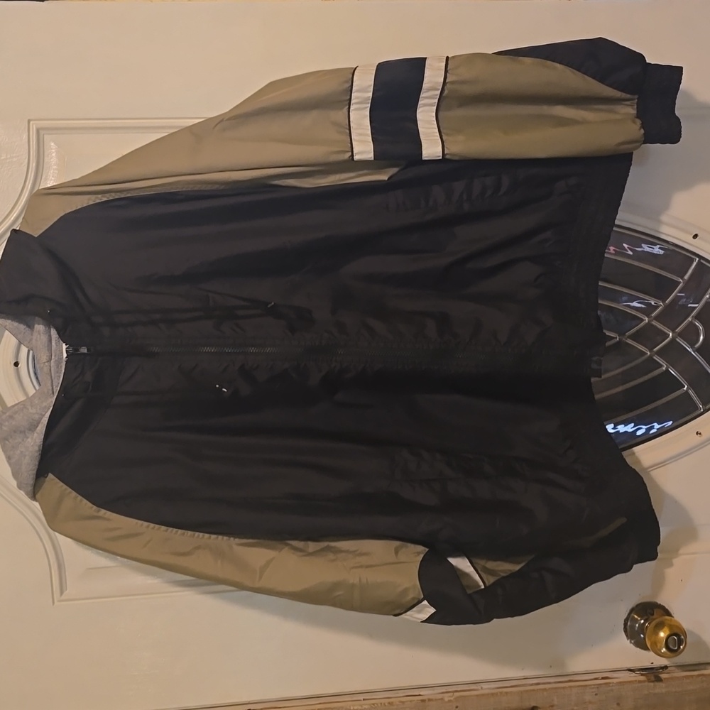 Athletic Works Blue and Tan Windbreaker Jacket Casual Zip-Up
